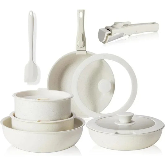 Easy-Grip Cookware Set with Detachable Handle